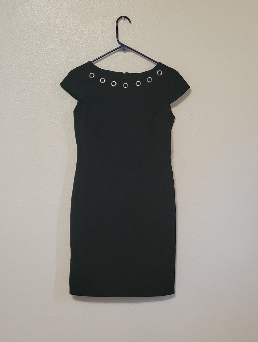 CB casual Black Mini Dress with Grommet Neckline
